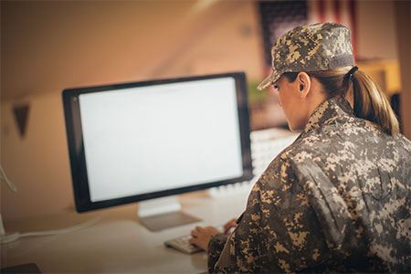 military veteran doing research on computer