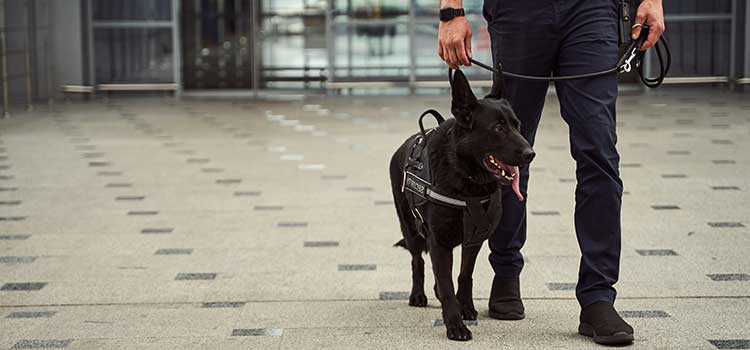 protective officer walks with police dog