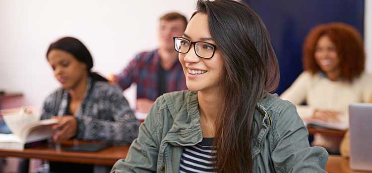 criminal justice student sitting in classroom