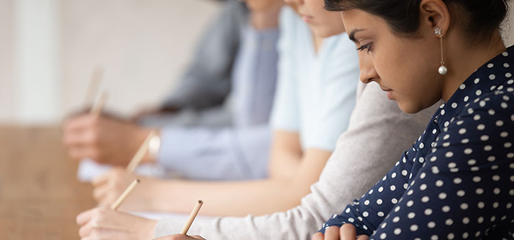 group of students taking assessment test